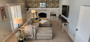 top down view of a decorated living room